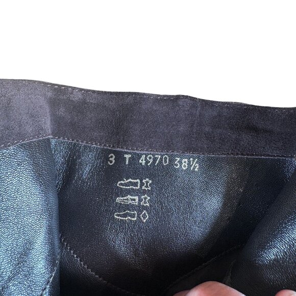 Prada Brown Suede Wedge Heel Ankle Boots Booties Size 38.5 - Picture 9 of 12